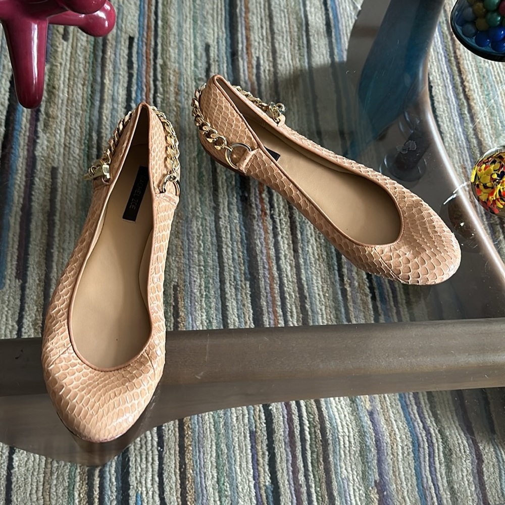 Rachel Zoe Python Snake Gold Chain Ballerina Flats - image 2